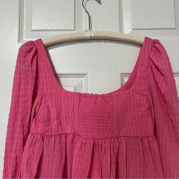 [NWT] WAYF Pink Long Sleeve Peplum Square Neck Babydoll Bohemian Blouse - Sz S - Picture 7 of 14